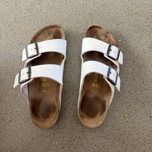 White Birkenstocks, size 39.